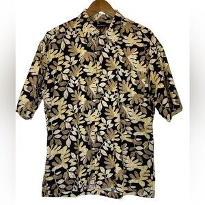 Bachrach Men's size Medium tropical novelty print button up short sleeve cotton